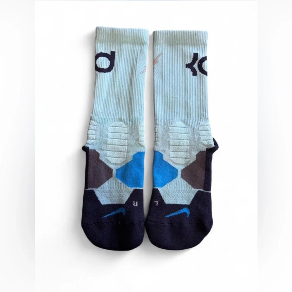 Nike Youth KD Elite Basketball Socks Grey Blue S 3Y-5Y